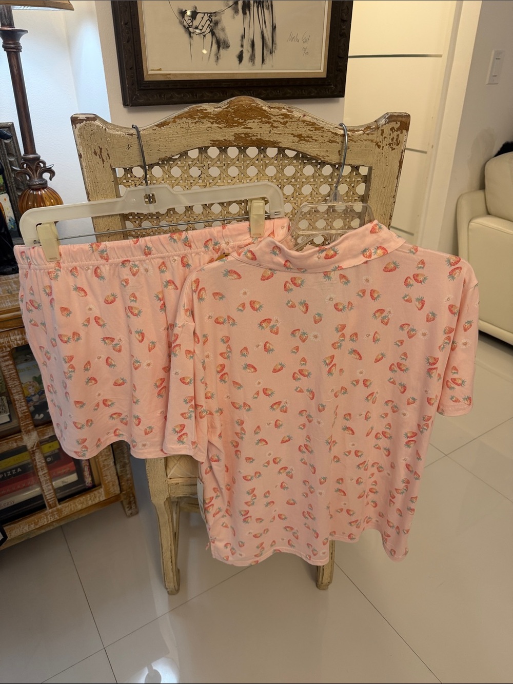 Rae Dunn Pink/White/Red Strawberry Print Loungewear/Sleepwear/PJ Set - Picture 4 of 4